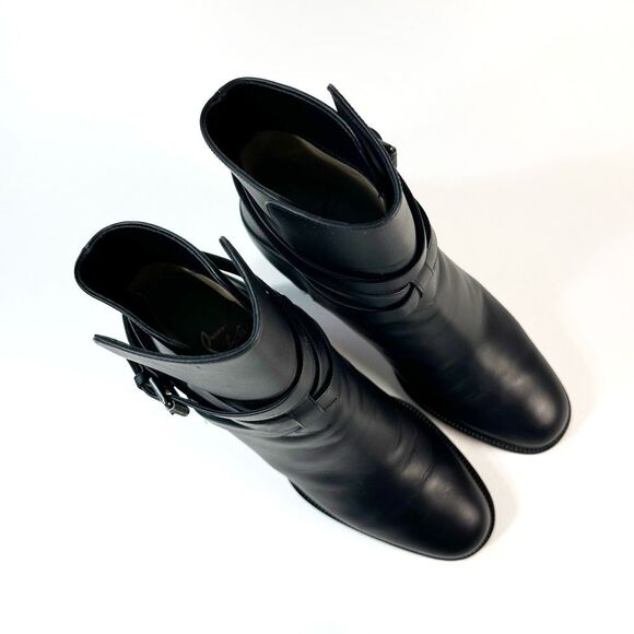 CHRISTIAN LOUBOUTIN Karistrap Black Ankle Boot Size 38.5 Block Heel Buckle Strap - Picture 7 of 14
